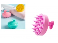 Szczotka do włosów do nakładania szamponu, masażu silikonowo-plastikowa 8x7 cm RÓŻOWA