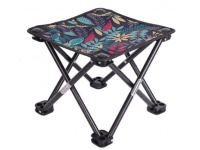 Taboret składany, wędkarski 28x28x23,5 cm  CZARNY z motywem liści