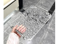 Taca plastikowa prostokątna 31x22 cm TRANSPARENTNA z srebrnymi rączkami