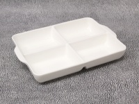 Półmisek, talerz ceramiczny dzielony na cztery 25x18x4 cm BIAŁY