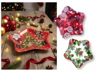 Talerz podstawek świąteczny GWIAZDA plastikowy 27x27x1,5 cm MIX WZORÓW