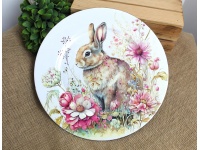 Talerz, podtalerz patera dekoracyjna ZAJĄC w kwiatach 33x1,8 cm 