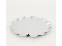 Talerz, podtalerz patera dekoracyjna plastikowa połysk LIŚĆ srebrny 33 cm