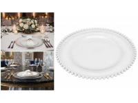 Talerz szklany z kulkami na brzegu 33 cm