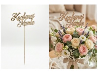 Topper, pik Kochanej Mamie NAPIS 10x6 cm pik 20 cm