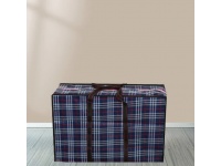 Torba gospodarcza, zakupowa tkanina wzór KRATA 74x36x20 cm GRANATOWA