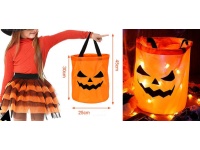 Torba, koszyczek Halloween na cukierki LED 30x25 cm DYNIA