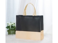 Torba na zakupy wzór czarno kremowa 44x37x10 cm tworzywo