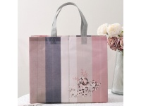 Torba na zakupy wzór pastelowe pasy z gałązką 42x32x10 cm tworzywo