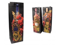 Torba prezentowa na ALKOHOL, WINO holo, sztywna36x12x9 cm MIX WZORÓW BUTELKA, OWOCE