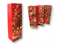 Torba prezentowa na ALKOHOL, WINO holo, sztywna 36x12x9 cm MIX WZORÓW CZERWIEŃ ŚWIĄTECZNE
