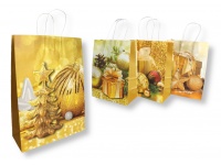 Torba prezentowa ŚWIĄTECZNY WZÓR papierowa 33x25,5x12,5 cm ZŁOTA