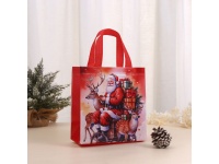 Torba prezentowa tworzywo świąteczna Mikołaj i renifery 36x32 cm tworzywo