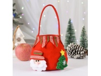 Torba TOREBKA worek na prezenty 17x15 cm CZERWONA Z MIKOŁAJEM