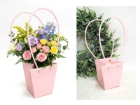 Torebka papierowa na kwiaty wys 33 cm (13x13x12 cm) JASNY RÓŻ