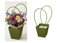 Torebka papierowa na kwiaty wys 36 cm (15,5x14x14 cm) ZIELONA