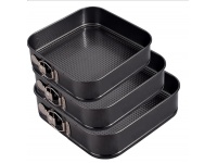 Blachy Tortownice, formy do pieczenia CZARNE KWADRATOWE 28,26,24 cm - kpl 3 szt