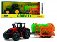 Traktor z maszyną rolniczą, cysterna światło, dźwięk w kartonie 42x15x11 cm