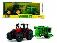 Traktor z maszyną rolniczą, światło, dźwięk w kartonie 42x15x11 cm