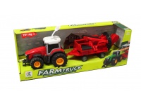 Traktor z narzędziem rolniczym (światło, dźwięk) w kartonie 34x12x9 cm