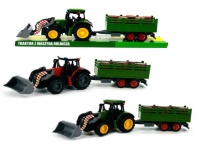 Traktor z przyczepą i beczkami 47x11x13 cm