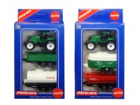 Traktor z przyczepami w kartonie 22x11x5 cm - kpl 3 szt