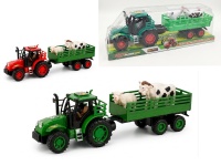 Traktor ze zwierzętami i przyczepą 34x12x9 cm