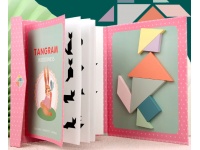 Układanka drewniana KSZTAŁTY TANGRAM, magnetyczne klocki z ilustracjami RÓŻOWY 22x18x1,5 cm