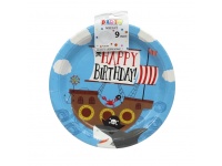 URODZINY "Happy Birthday" dla CHŁOPCA - PIRACI talerzyki jednorazowe 23 cm kpl 10 szt