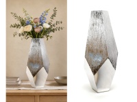 Wazon ceramiczny  ASYMETRYCZNY 46x20 cm SREBRNY