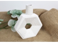 Wazon ceramiczny NORDYCKI geometryczny 17,5x15x4 cm BIAŁY