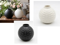 Wazon ceramiczny PLECIONY wróz 8 cm - biały, czarny
