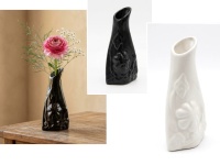Wazon ceramiczny TŁOCZONY WZÓR 13 cm - czarny lub biały
