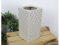 Wazon ceramiczny w kwadracie wytłaczane romby 19x10 cm KREMOWY