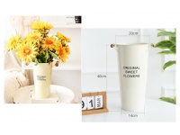 Wazon, wiaderko, osłonka metalowa z drewnianymi uszami 40x20x14 cm BIAŁY