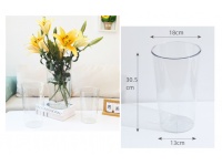 Wazon plastikowy okrągły 30,5x18x13 cm TRANSPARENTNY