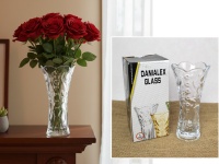 Wazon szklany z tłoczonym wzorem KWIAT, KOŁA 18,5x9 cm