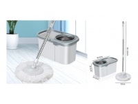 Mop obrotowy dwunapędowy BEŻOWO-SZARY metalowy kosz (wiadro 45,5x25,5x21,5 cm, mop 115 cm)