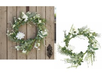 Wianek kwiaty ECRU 50 cm