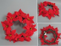 Wianek z Gwiazdy betlejemskiej, POINSECJI 8 kwiatów średnica 25 cm, kwiat 12 cm - CZERWONY