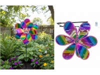 Wiatrak ogrodowy dekoracyjny holograficzny w pasy z motylkiem 75x38x12 cm - 1 szt