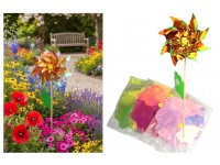 Wiatrak ogrodowy, dekoracyjny HOLOGRAFICZNY na drewnianym kiju 57x25 cm