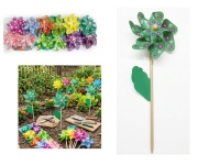 Wiatrak ogrodowy jednokolorowy KWIATY 46x16 cm - mix kolor