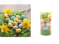 Wielkanocne jajka styropianowe 3x2 cm kpl 24 szt w tubie kolorowe złocone