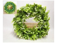 Wieniec, wianek DROBNE LISTKI 43 cm jasno zielony