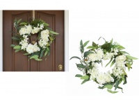 Wieniec, wianek mieszany z RÓŻA, DALIA, HORTENSJA wys. 50 cm BIAŁY