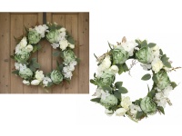 Wieniec, wianek PIWONIA średnica zew. 47 cm, wew. 30,5 cm (główka 8-6 cm) BIAŁO-ZIELONY