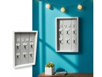 Wieszak drewniany na klucze HOME szaro-biały 30x20x3 cm