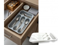 Wkład do szuflady, na sztućce 33x20x4,5 cm szary, biały