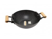 WOK CZARNY z drewnianymi uszami 40x28x9,5 cm